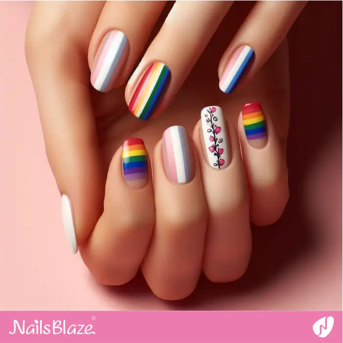 Flags and Flowers Nail Design | Pride | LGBTQIA2S+ Nails - NB2034